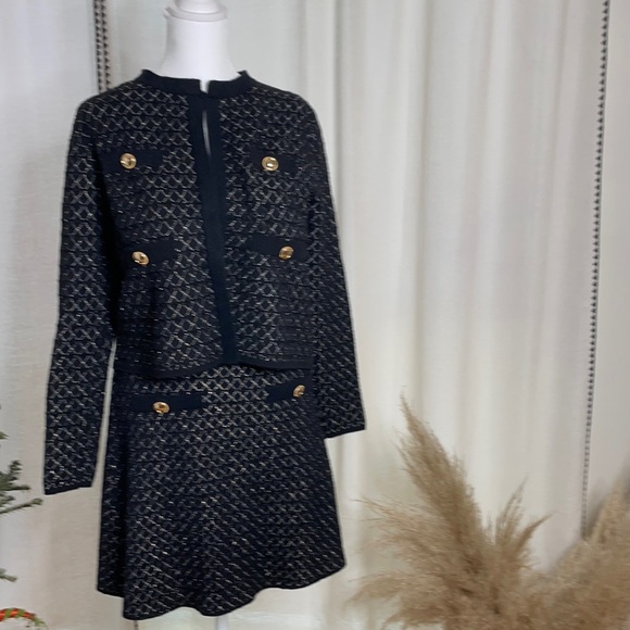 Zara Jackets & Blazers - Zara Black & Gold Two Piece Suit Chanel Like Small/Large
